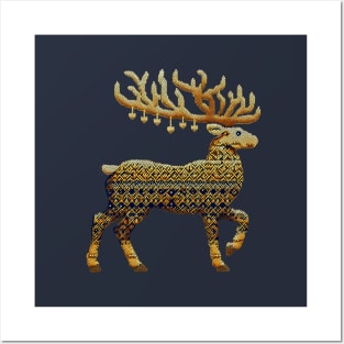 Knitted Reindeer: Family Christmas Design Posters and Art